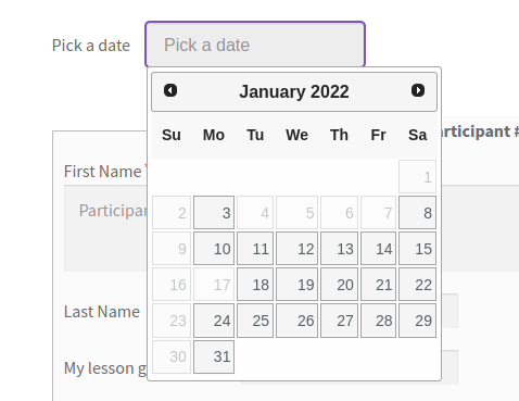 Pick a Date from Calendar