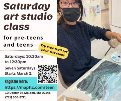 Saturday art studio for pre-teens and teens